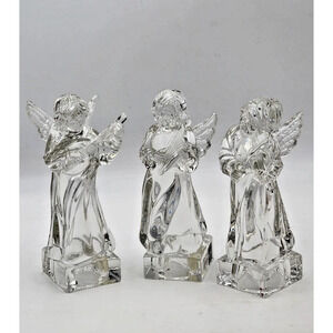 3 Mikasa Herald Collection Angelic Mandolin, Harp & Violin Crystal Figurines
